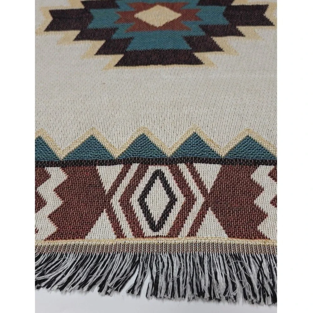 Southwestern Throw Sofa Blanket Tribal Fringed Tapestry Woven Rustic 35